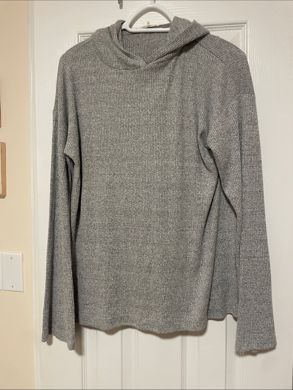 rag & bone Gray Ribbed Hoodie Sweater